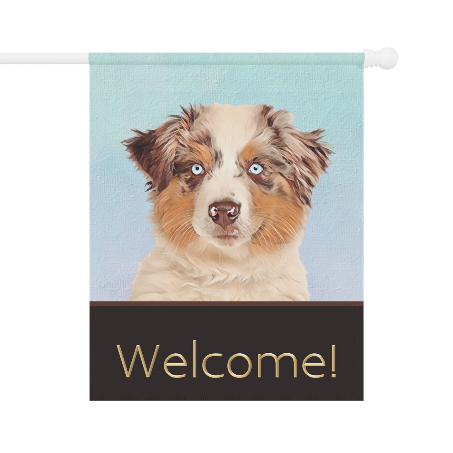 Australian Shepherd with Blue Eyes Welcome 2-Sided Garden & House Flag/Banner