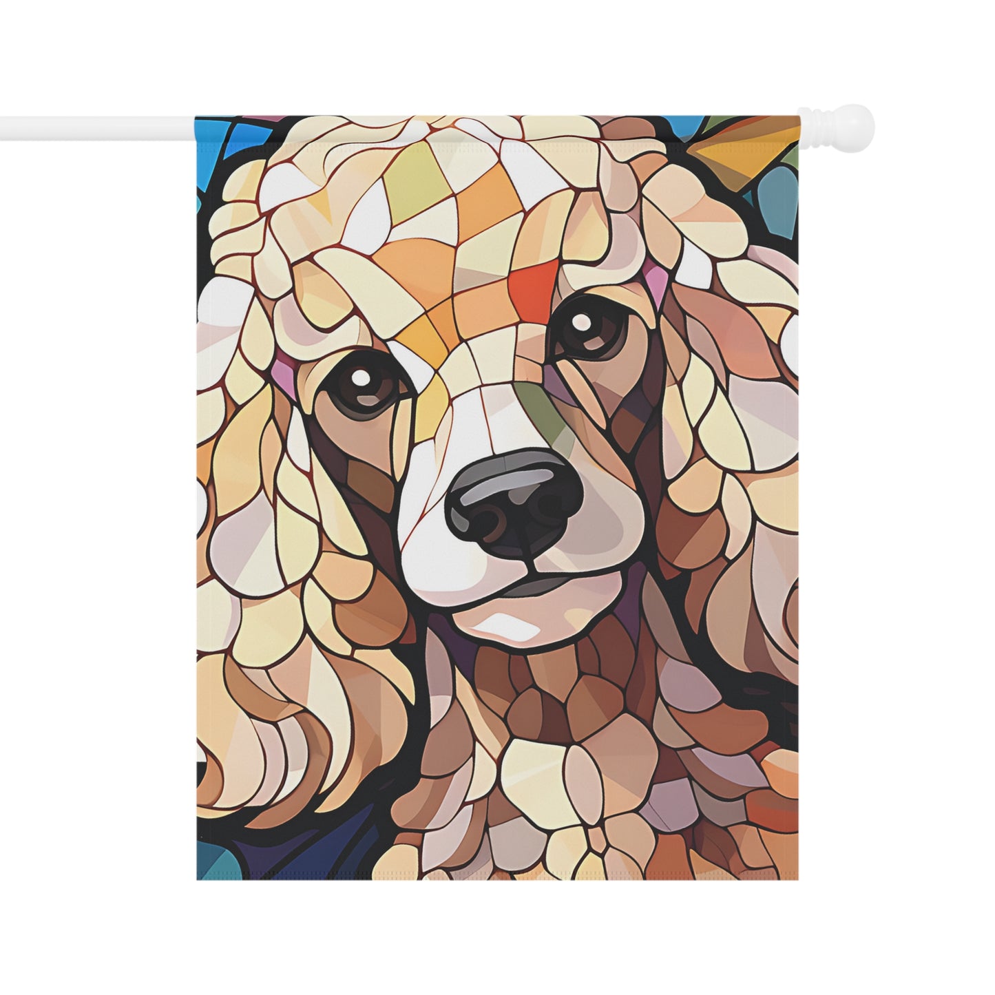 Poodle Face Stained Glass Look 2-Sided Garden & House Flag/Banner