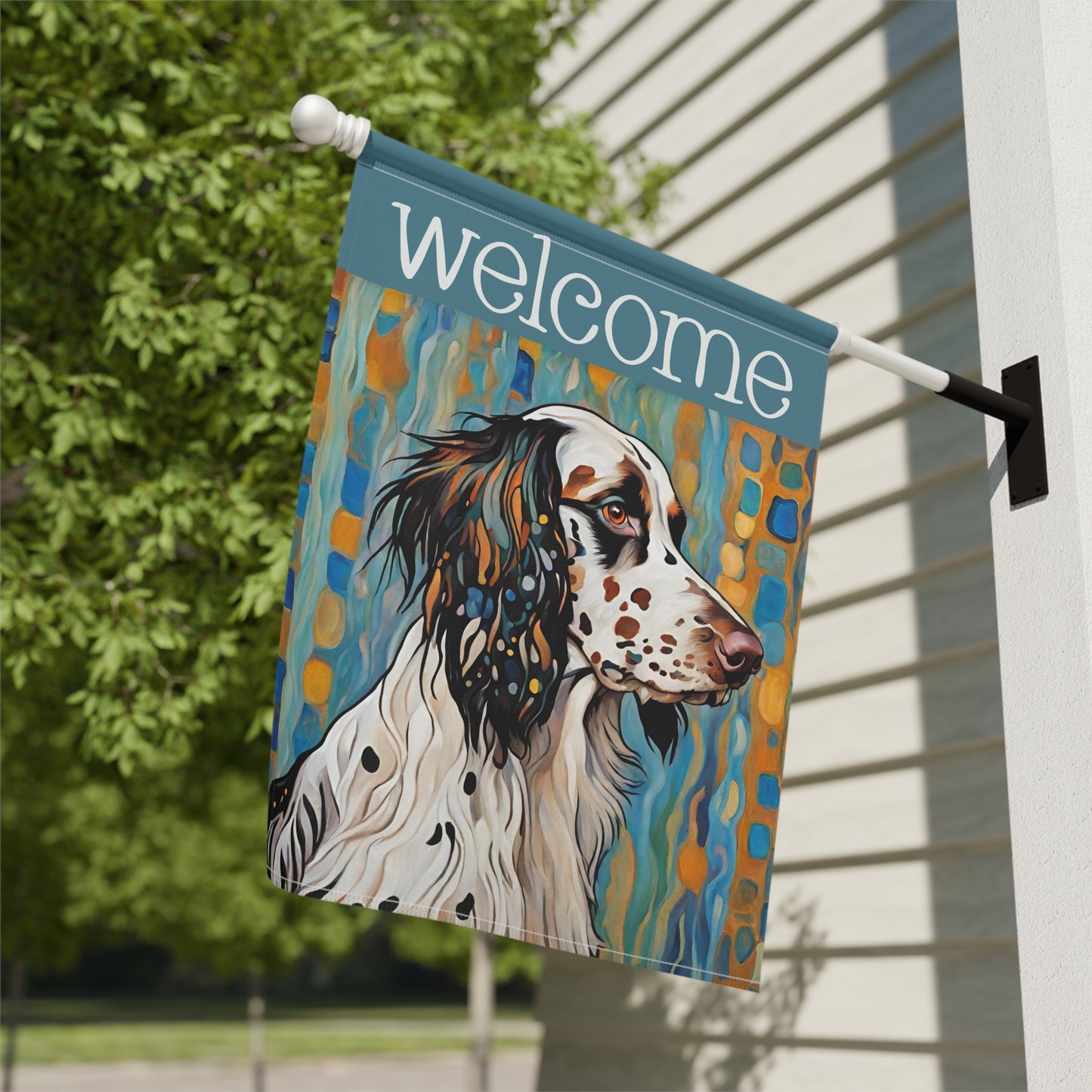 English Setter Welcome 2-Sided Garden & House Flag/Banner