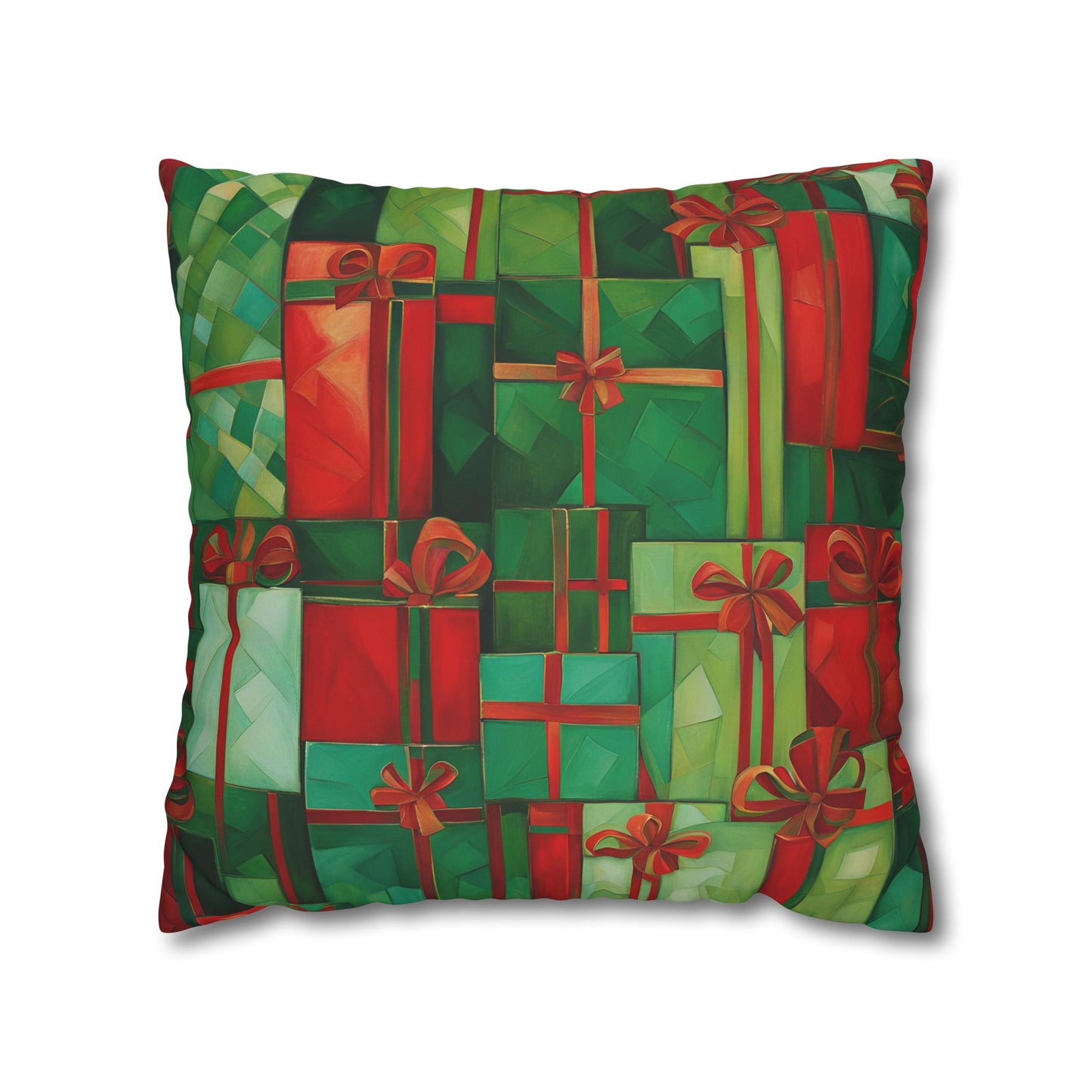 All Wrapped Up Holiday Square Poly Canvas Pillowcase