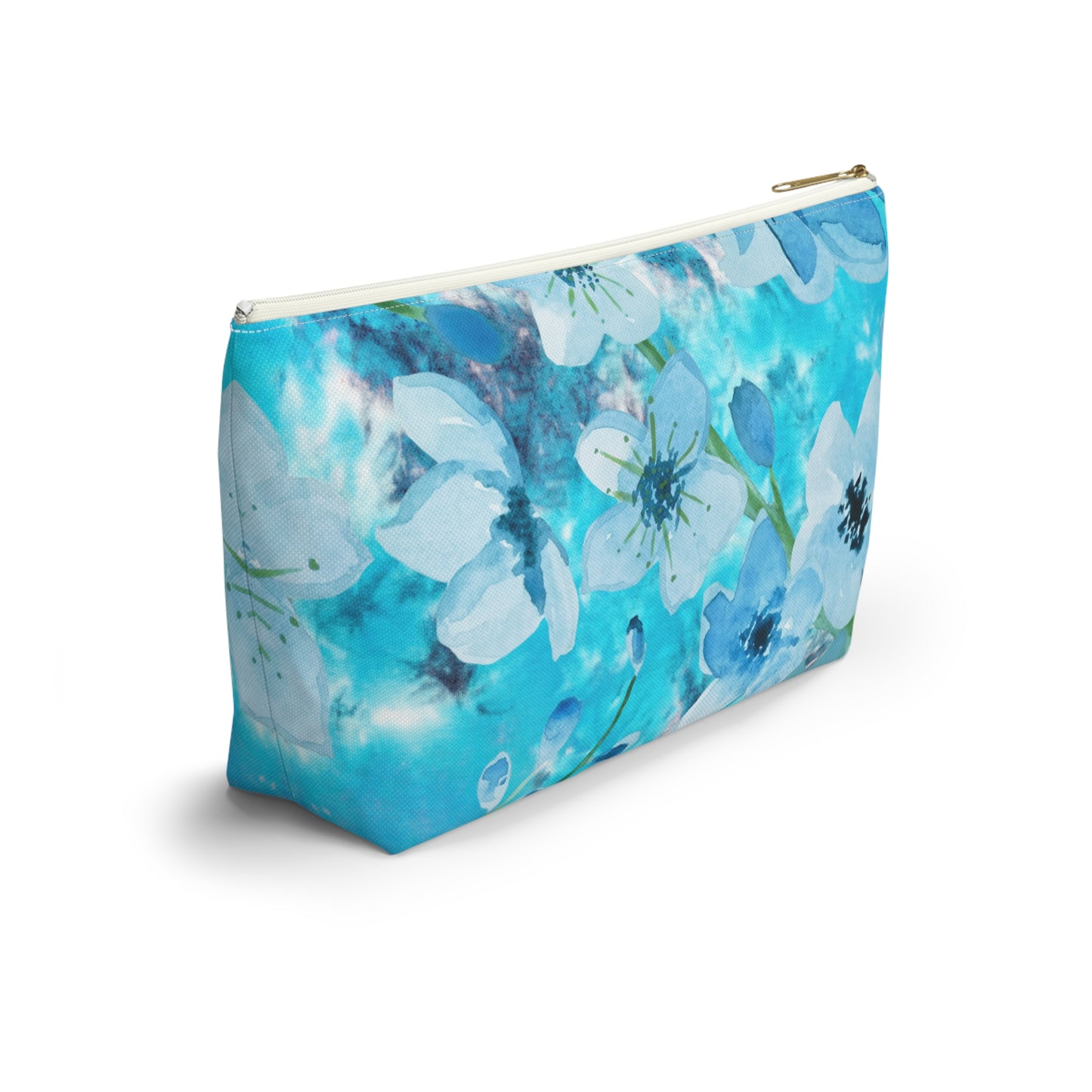 Nordic Floral Makeup Accessory Pouch w T-bottom