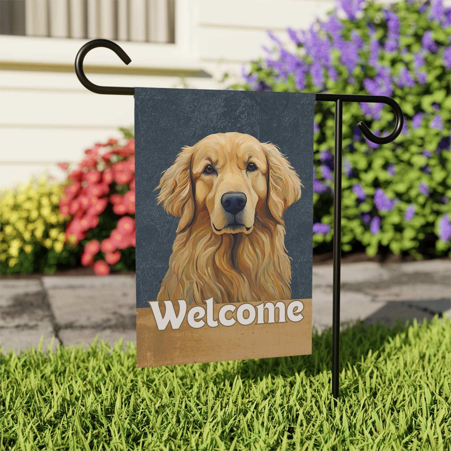 Golden Retriever Welcome 2-Sided Garden & House Flag/Banner