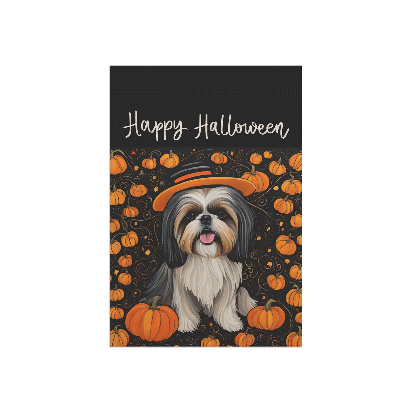 Shih Tzu Happy Halloween 2-Sided Garden & House Flag/Banner