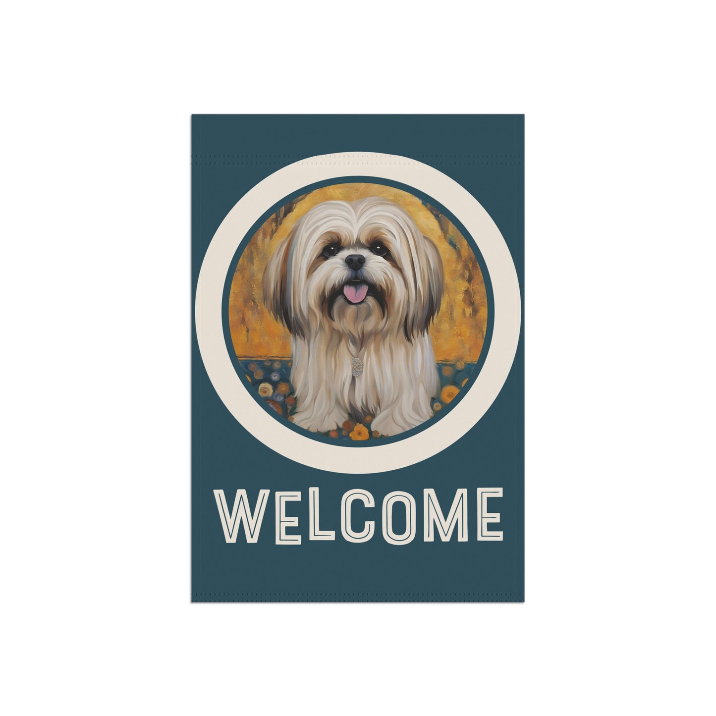 Lhasa Apso Welcome 2-Sided Garden & House Flag/Banner