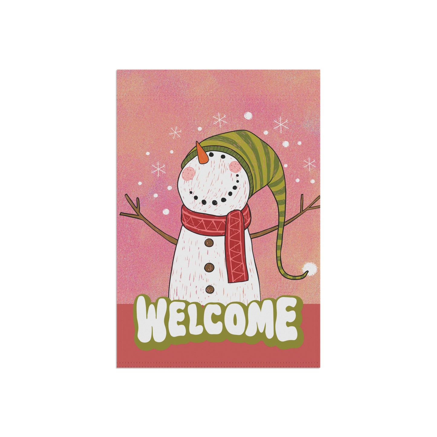 Watercolor Snowman Welcome 2-Sided Garden & House Flag/Banner