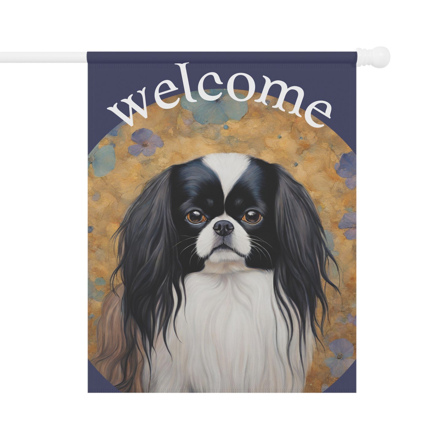 Japanese Chin Welcome 2-Sided Garden & House Flag/Banner