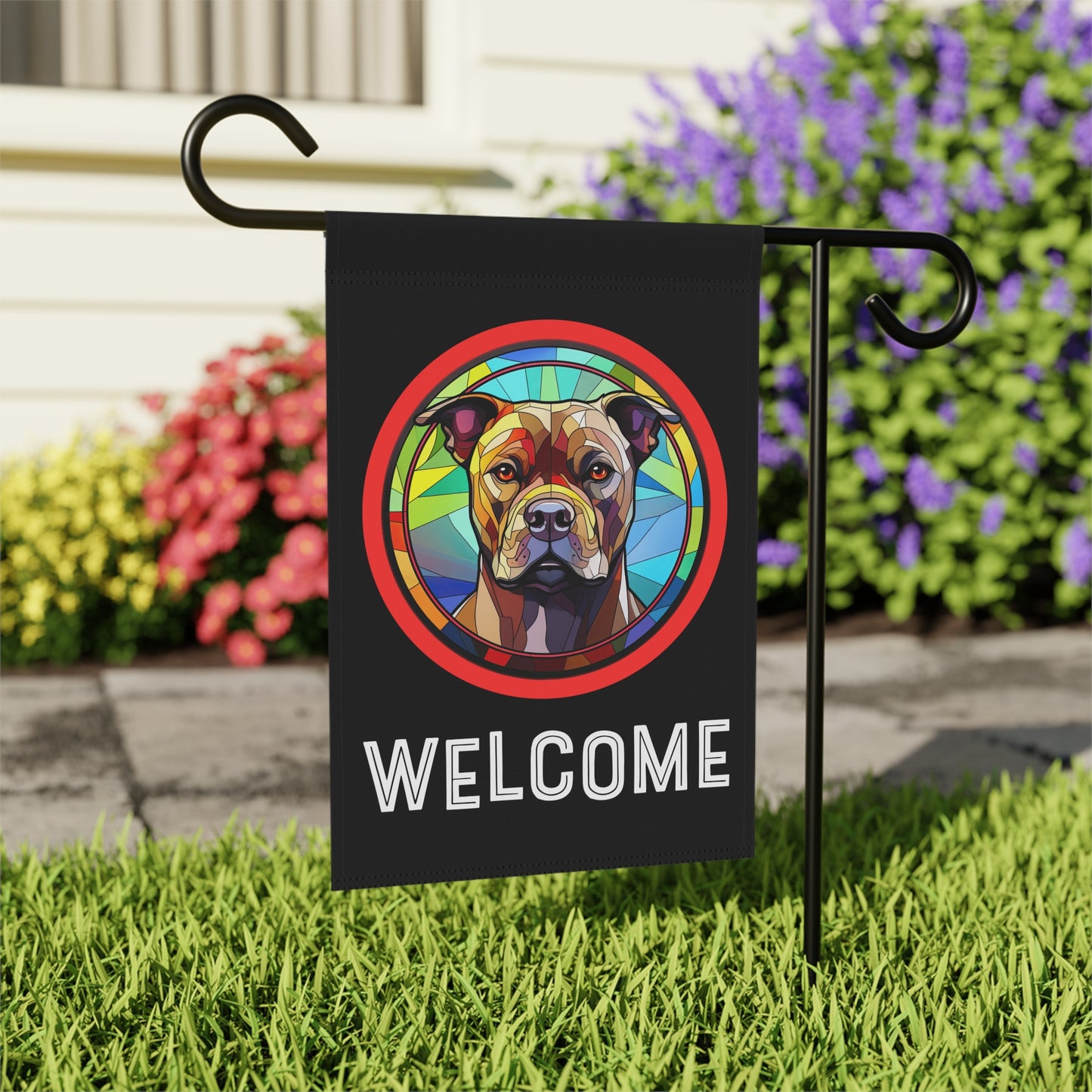 Staffordshire Bull Terrier Welcome 2-Sided Garden & House Flag/Banner