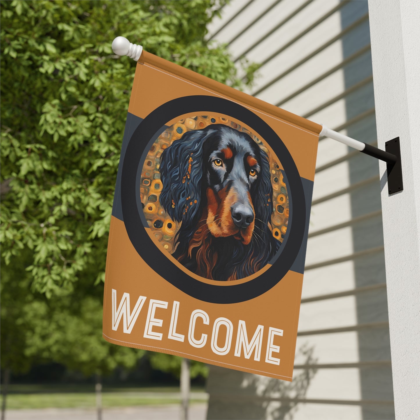 Gordon Setter Welcome 2-Sided Garden & House Flag/Banner