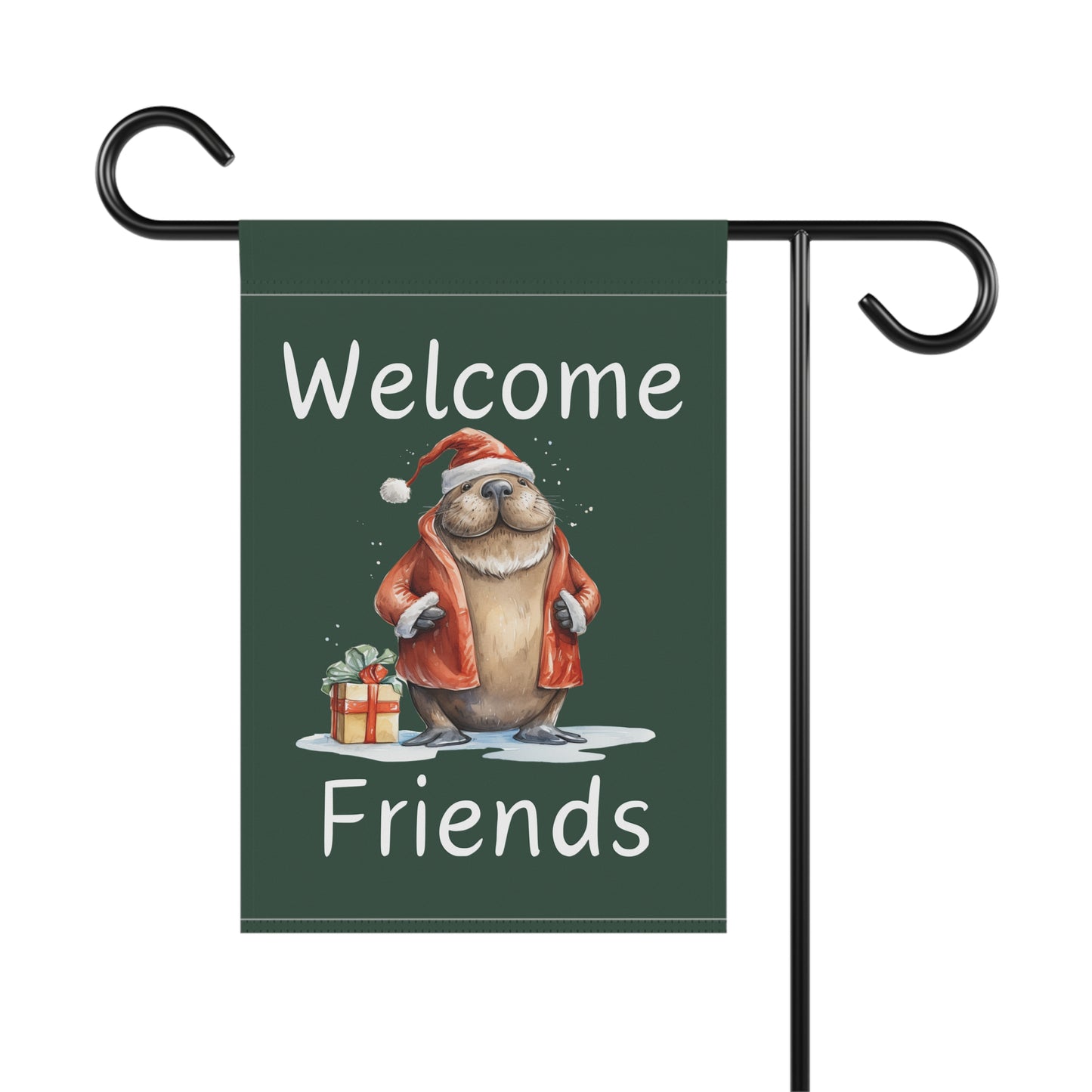 Walrus Santa Welcome Friends 2-Sided Garden & House Flag/Banner