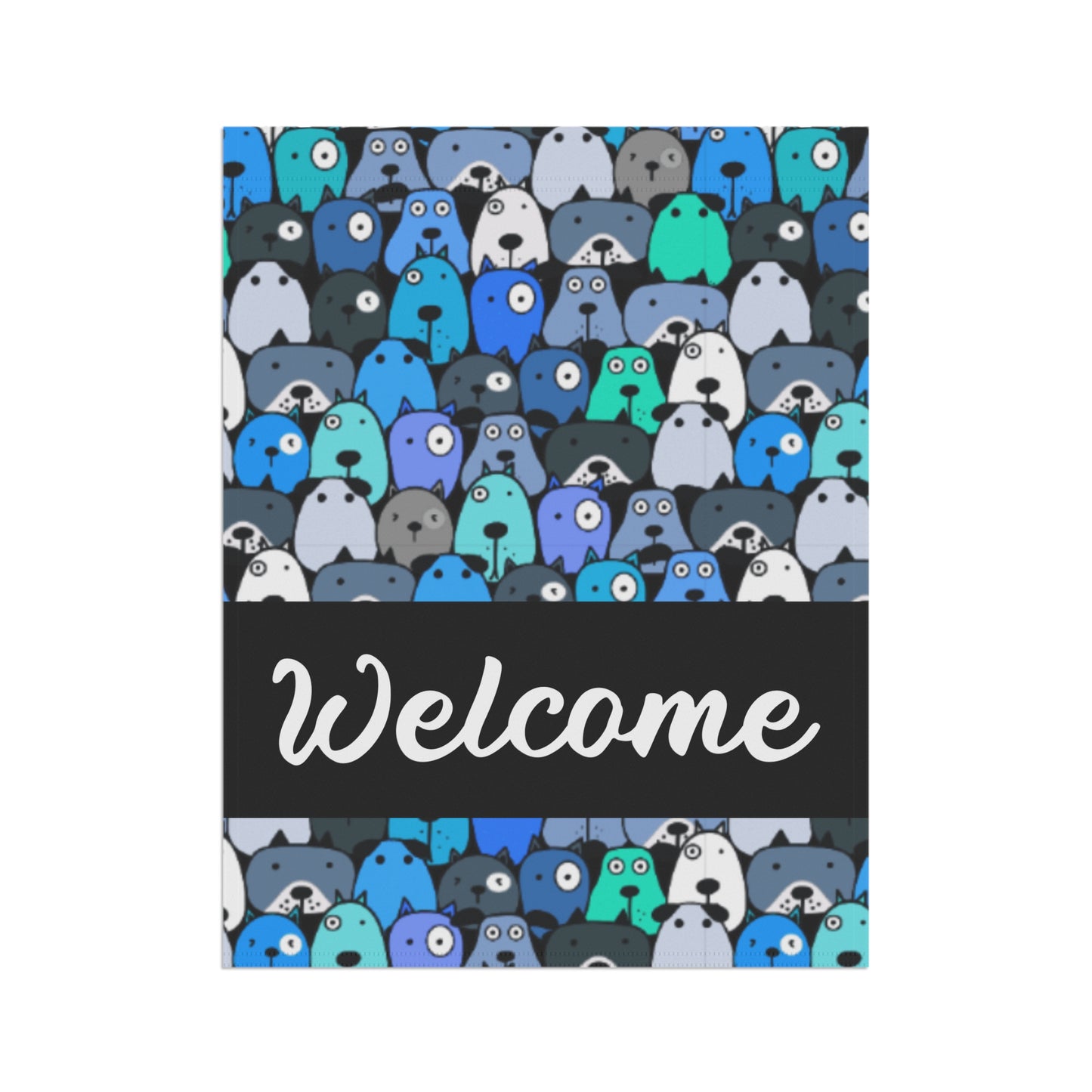 Blue Pups Welcome 2-Sided Garden & House Flag/Banner