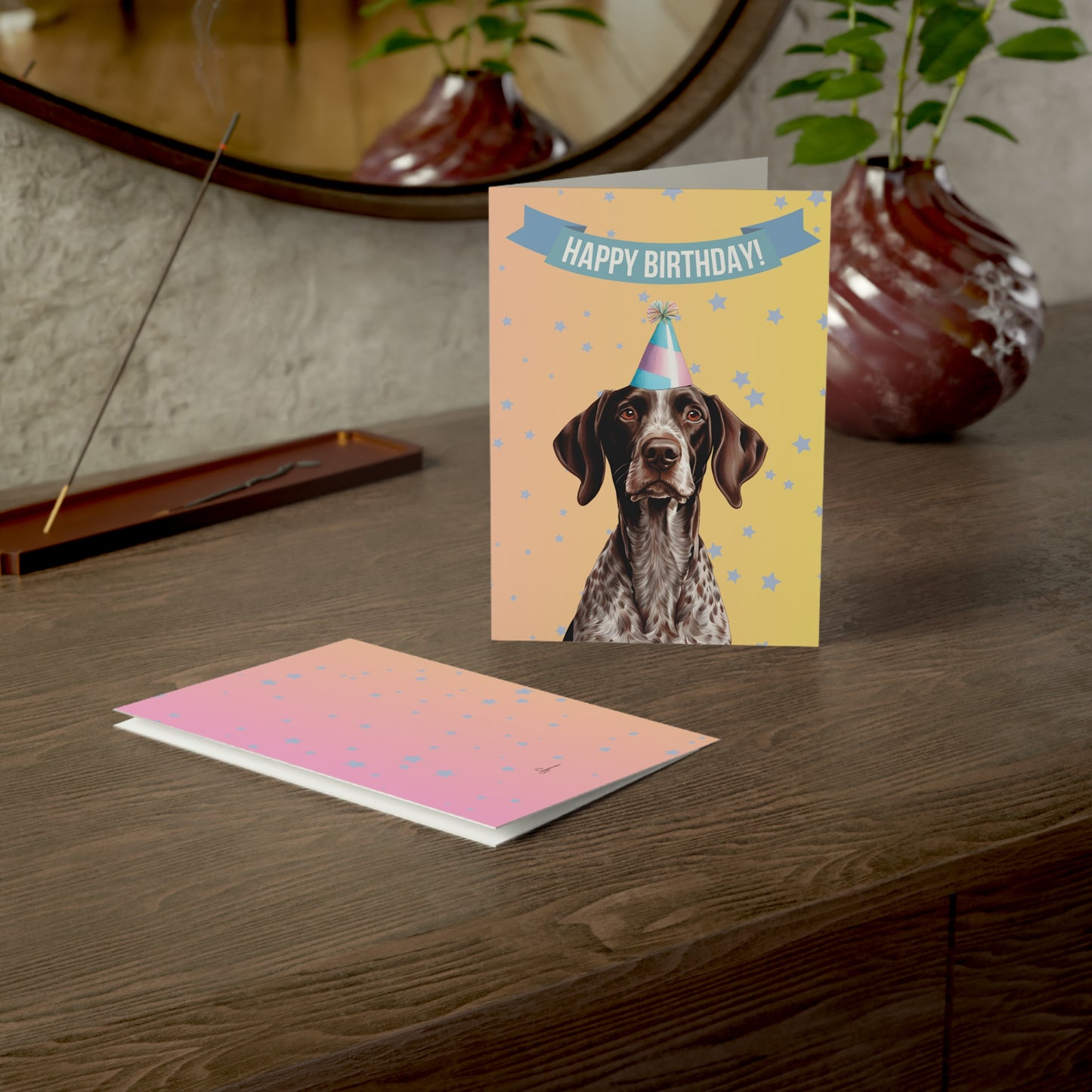 German Shorthaired Pointer Happy Birthday 5 x7 Greeting Cards (10 Pack)