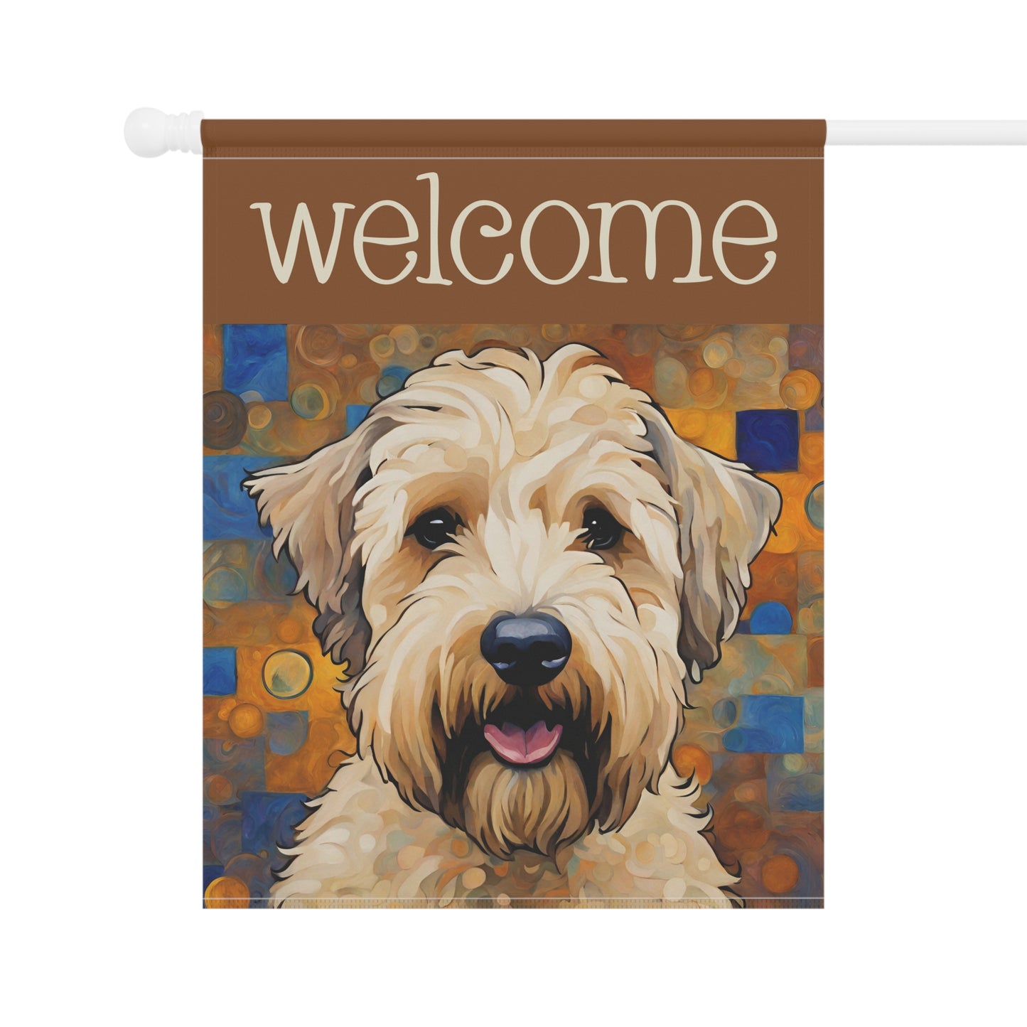 Wheaten Terrier Welcome 2-Sided Garden & House Flag/Banner