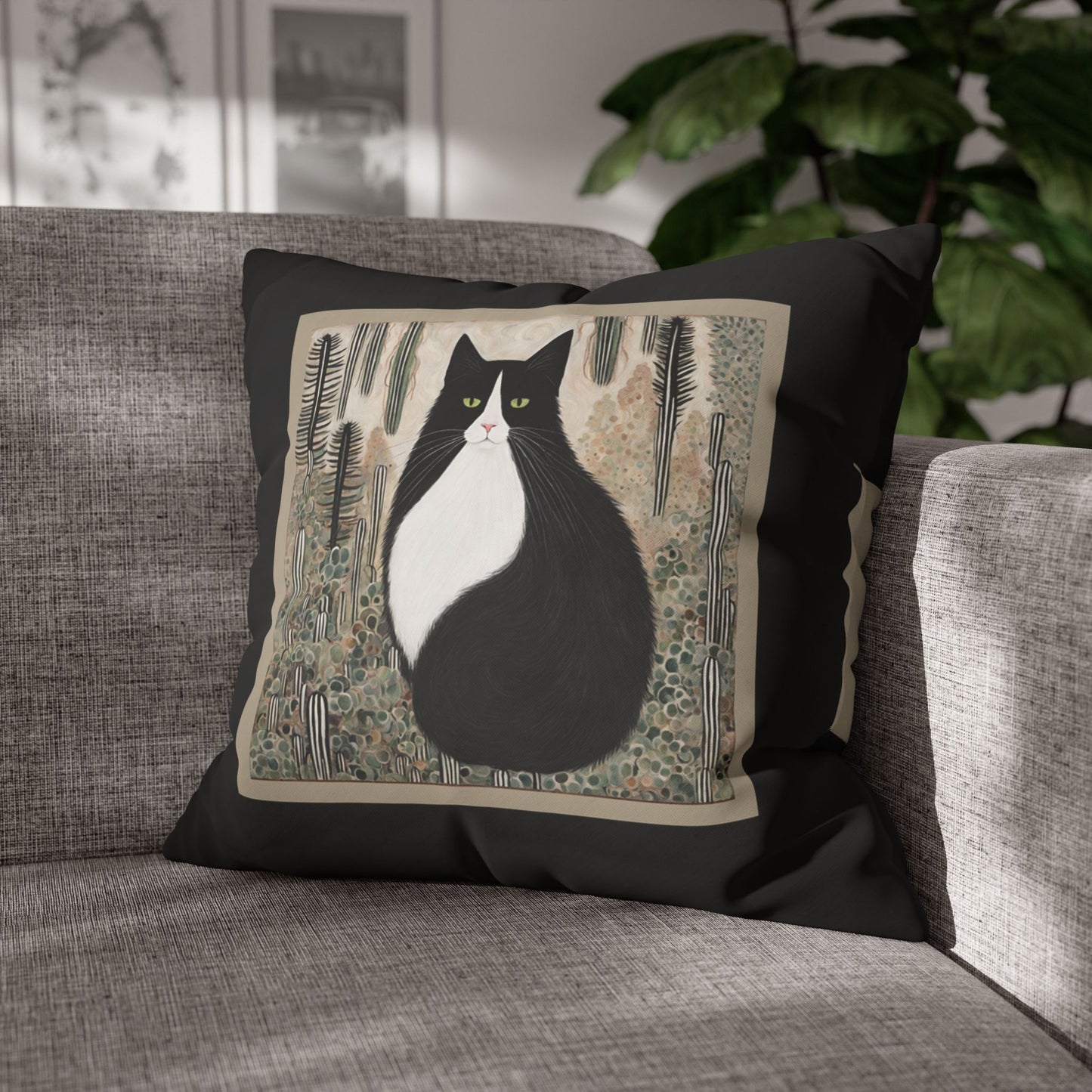 Colby Cat Square Poly Canvas Pillowcase