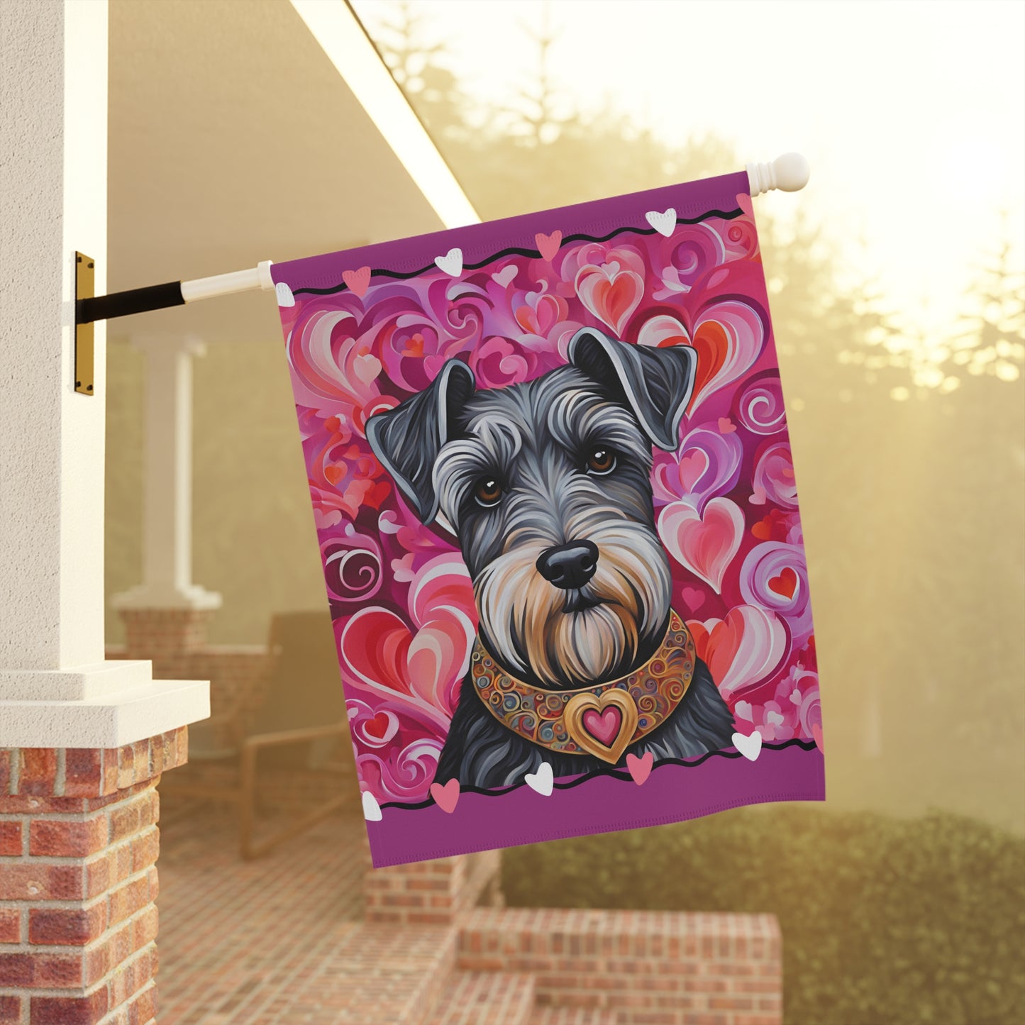 Miniature Schnauzer Valentine 2-Sided Garden & House Flag/Banner