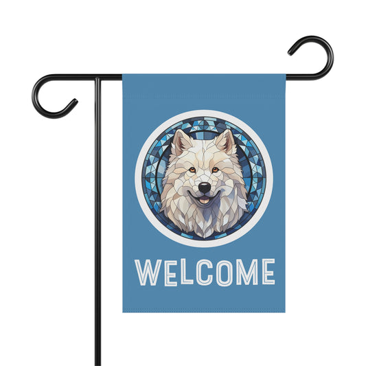 Samoyed Welcome @-Sided Garden & House Flag/Banner