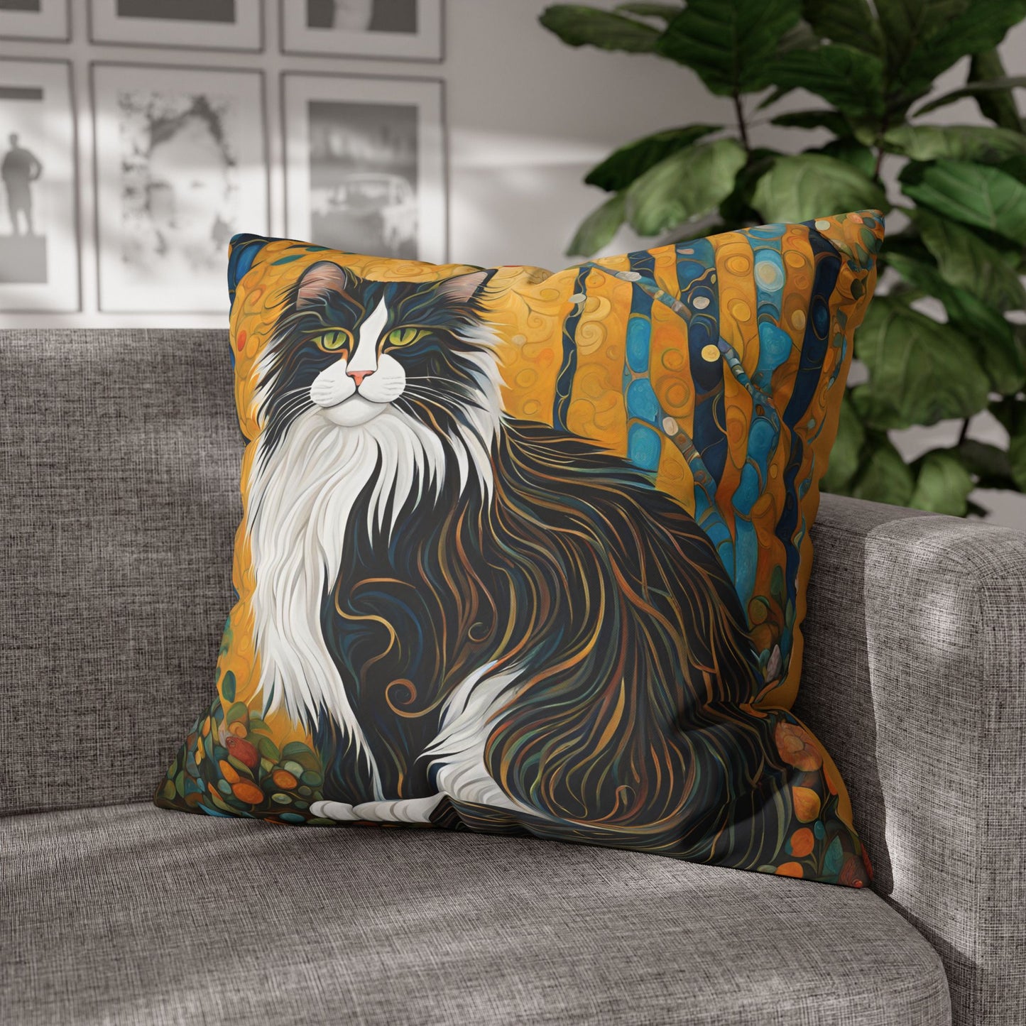 Norwegian Forest Cat Square Poly Canvas Pillowcase