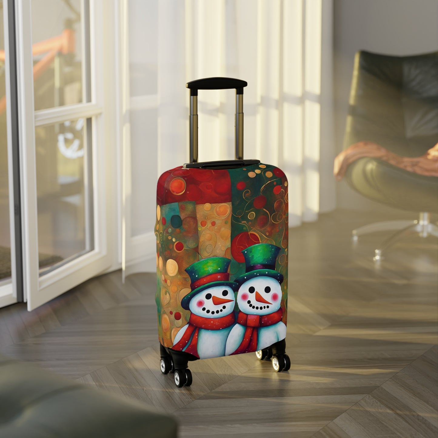 Snowman Couple Luggage Cover