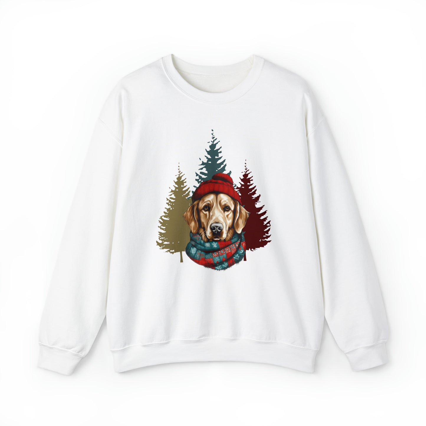 Golden Retriever in Hat & Scarf Unisex Heavy Blend™ Crewneck Sweatshirt