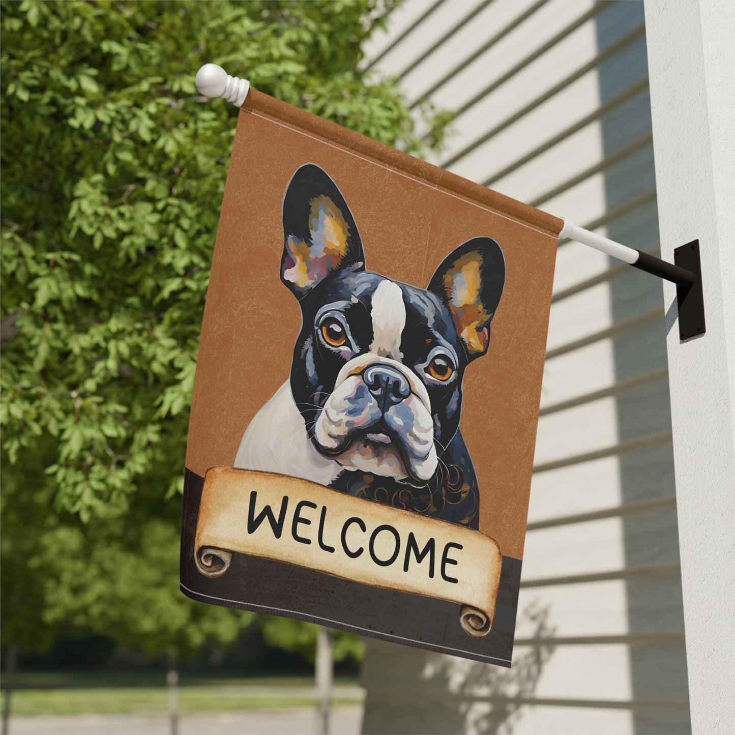 French Bulldog Welcome 2-Sided Garden & House Flag/Banner