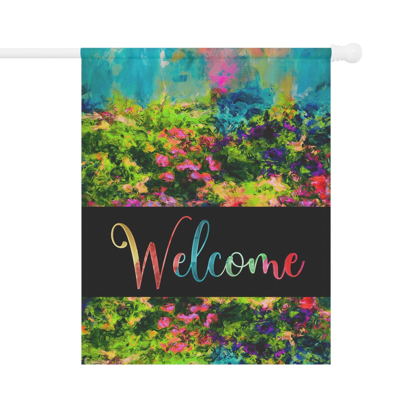 Margo Abstract Art Welcome 2-Sided Garden & House Flag/Banner