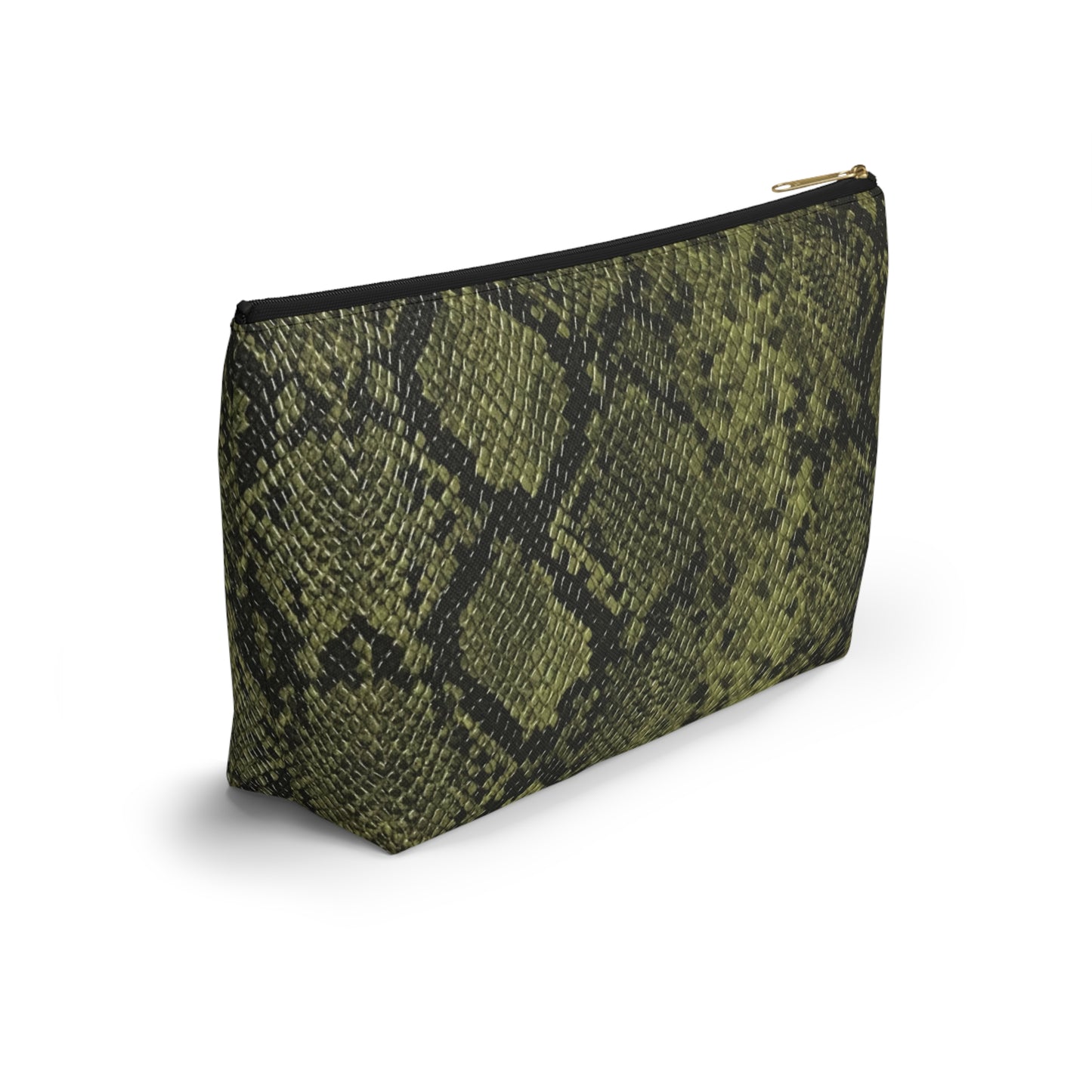 Faux Python in Green Accessory Pouch w T-bottom