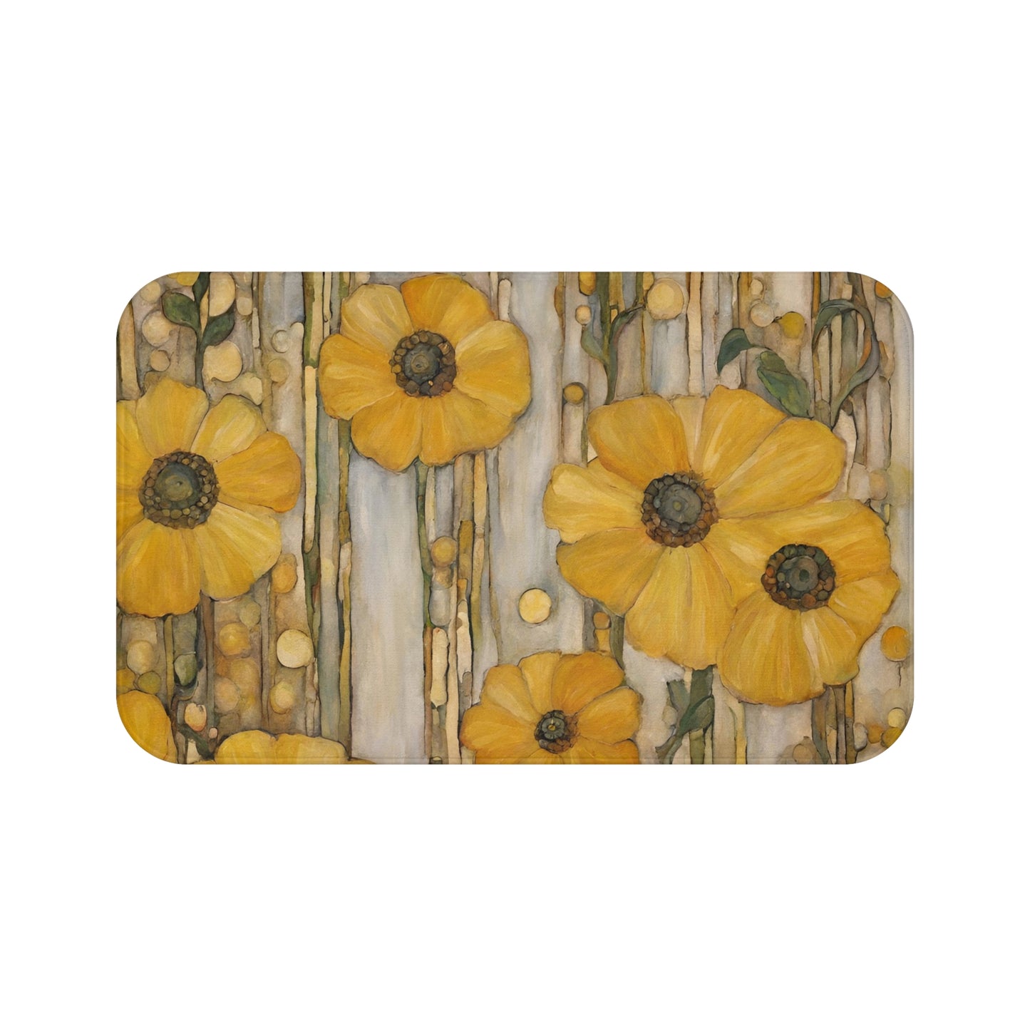 Yellow Flowers Microfiber Bath Mat