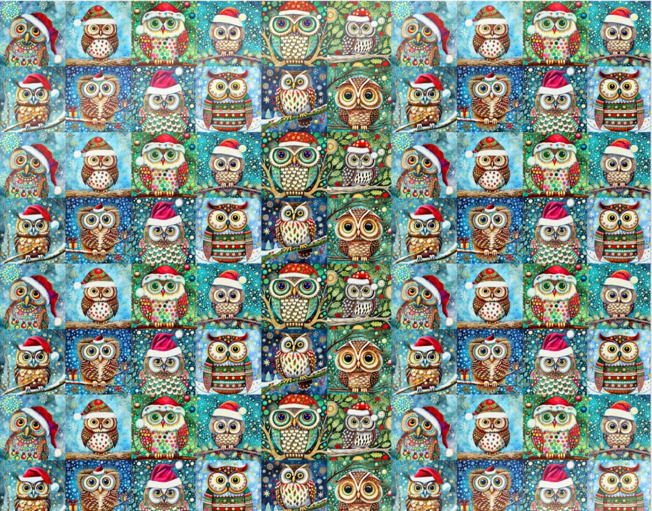 Funky Christmas Owls Wrapping Papers