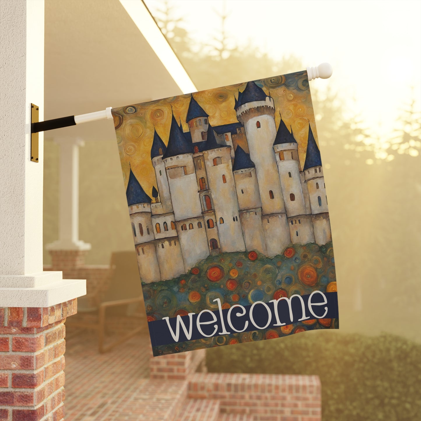 Castle on the Hill Welcome 2-Sided Garden & House Flag/Banner