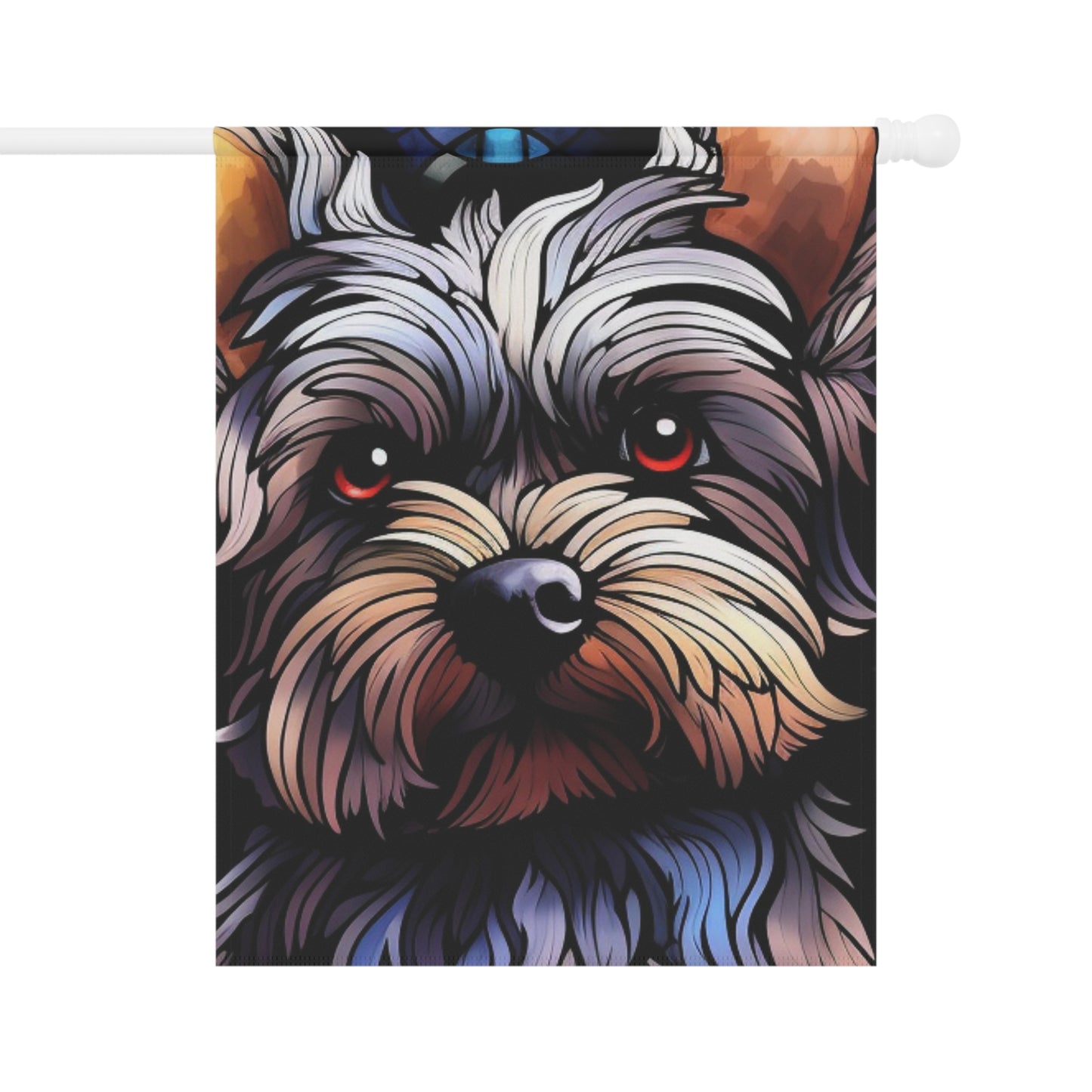 Yorkshire Terrier Face Stained Glass Yorkie 2-Sided Garden & House Flag/Banner