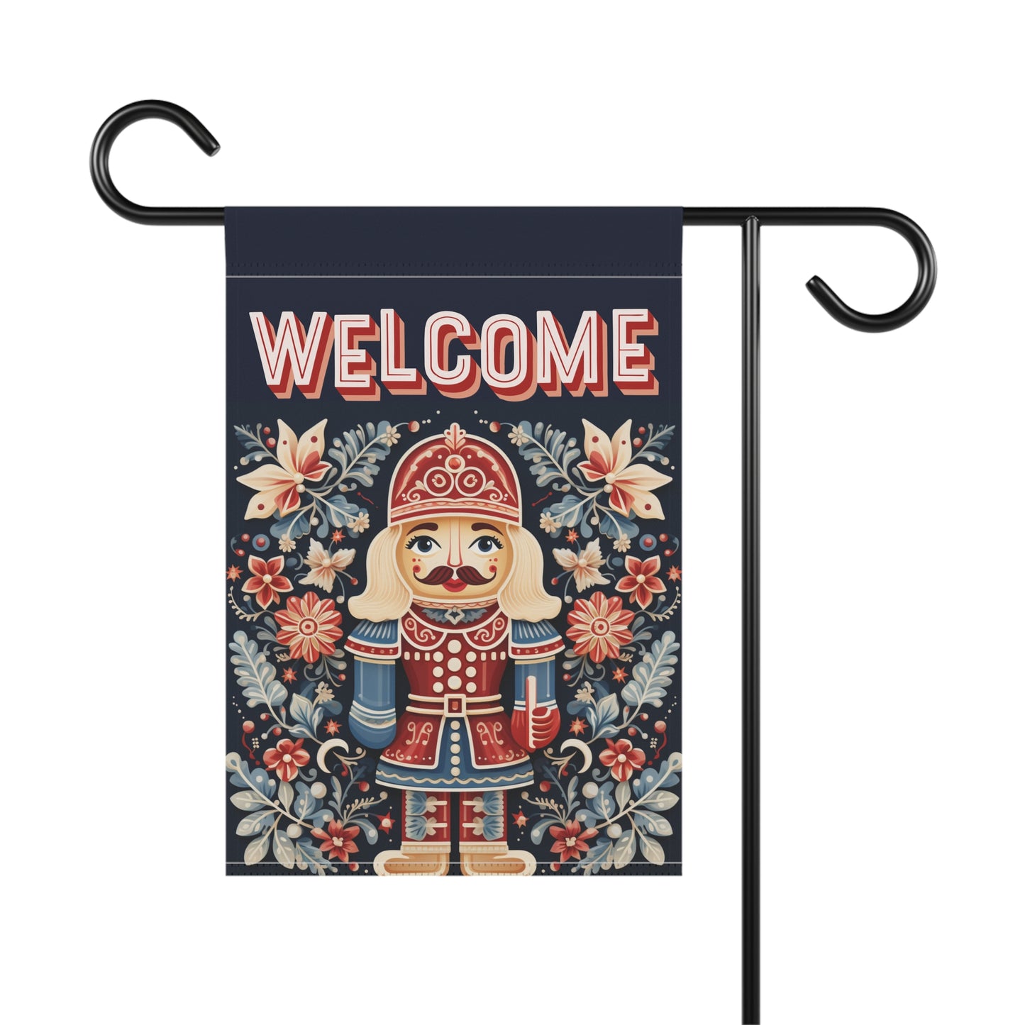 Nordic Nutcracker Welcome 2-Sided Garden & House Flag/Banner