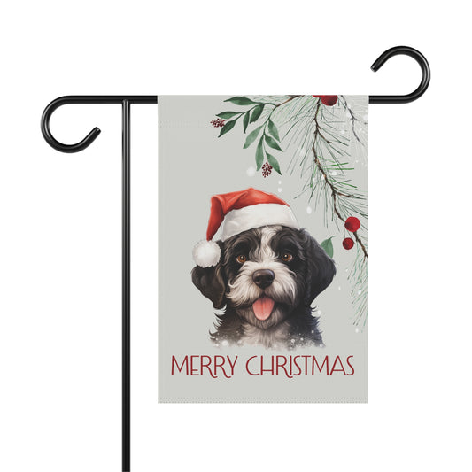 Portuguese Water Dog Merry Christmas 2-Sided Garden & House Flag/Banner