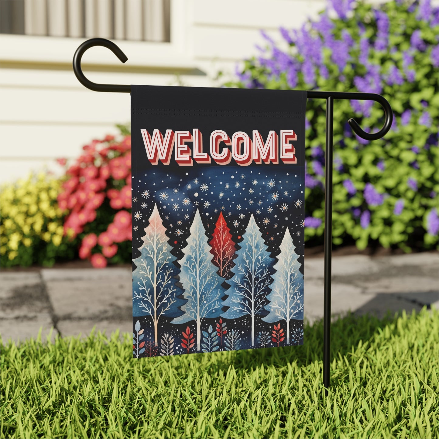 Nordic Forest Welcome 2-Sided Garden & House Flag/Banner