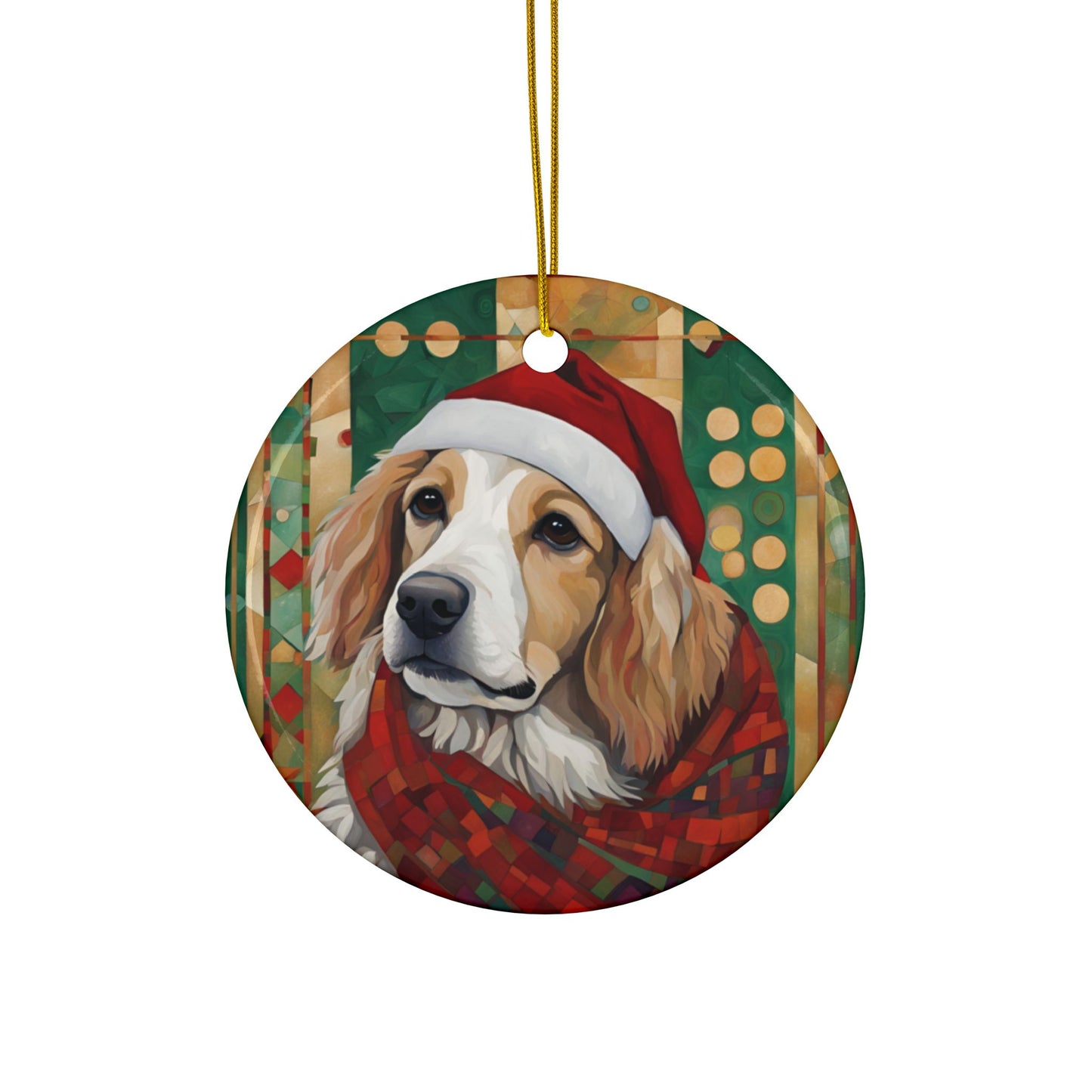 Christmas Pup 3" Ceramic Ornaments, 2-Side Print, (1pc, 10pcs)