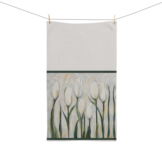 White Tulips Hand Towel