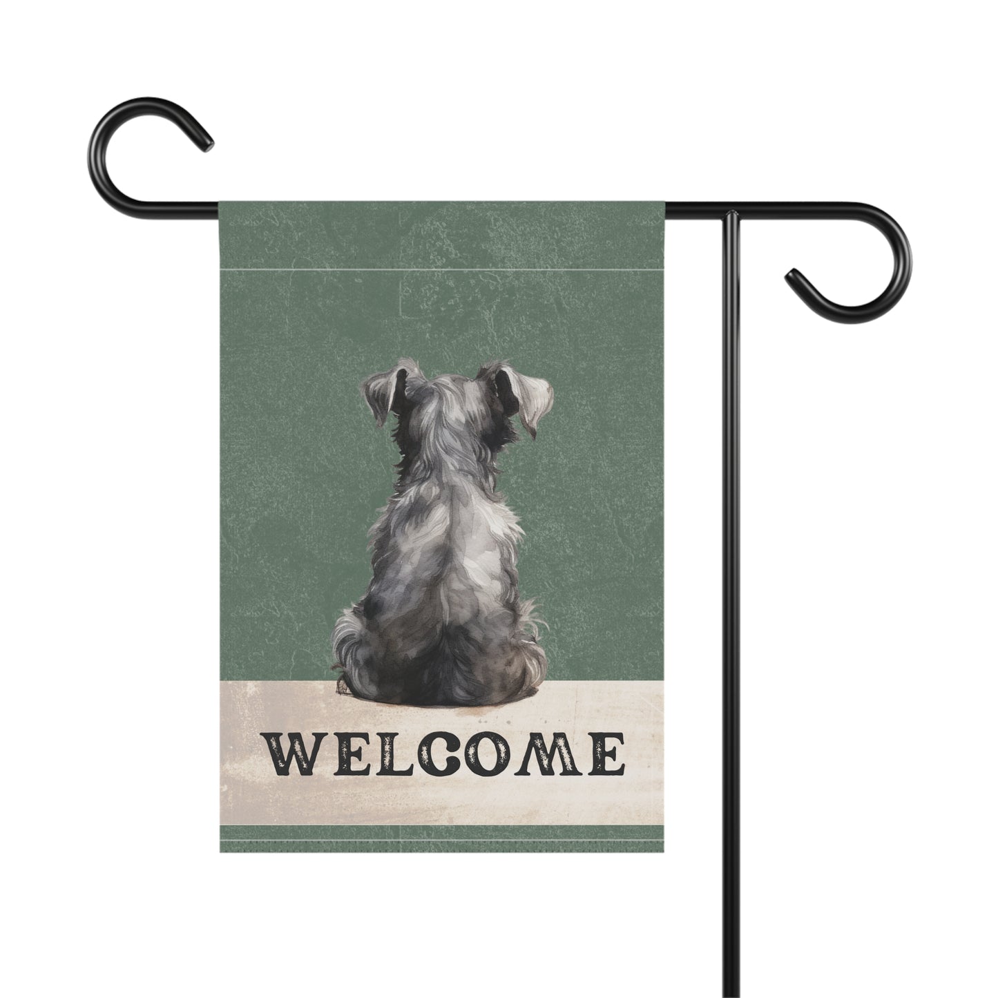 Miniature Schnauzer Welcome 2-Sided Garden & House Flag/Banner