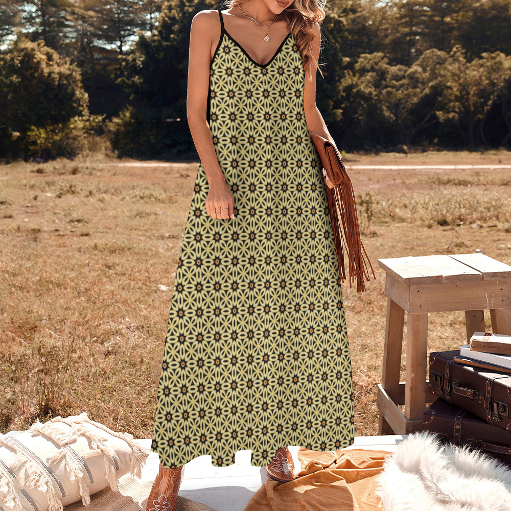Yellow Daisy Women's Summer Fashion Maxi Slip Dress