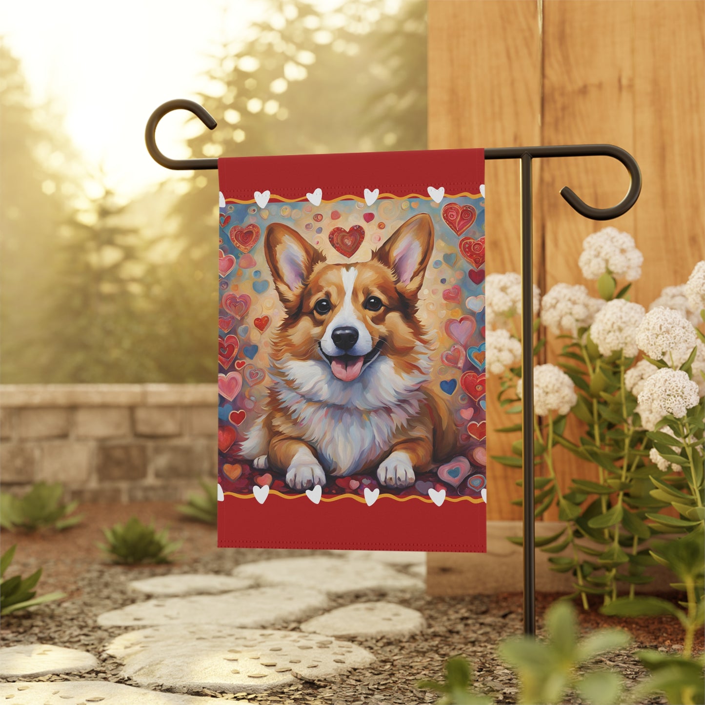 Corgi Valentine 2-Sided Garden & House Flag/Banner