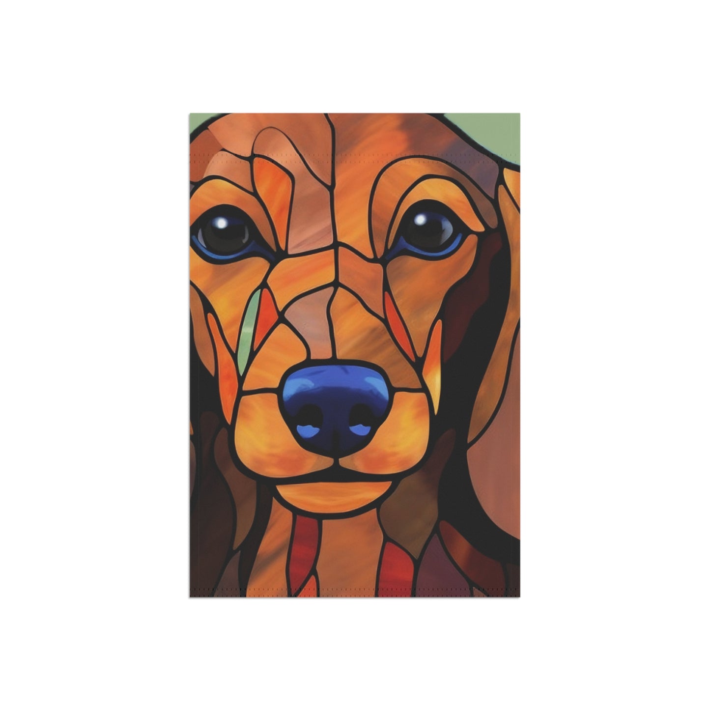 Dachshund Face Stained Glass 2-Sided Garden & House Flag/Banner