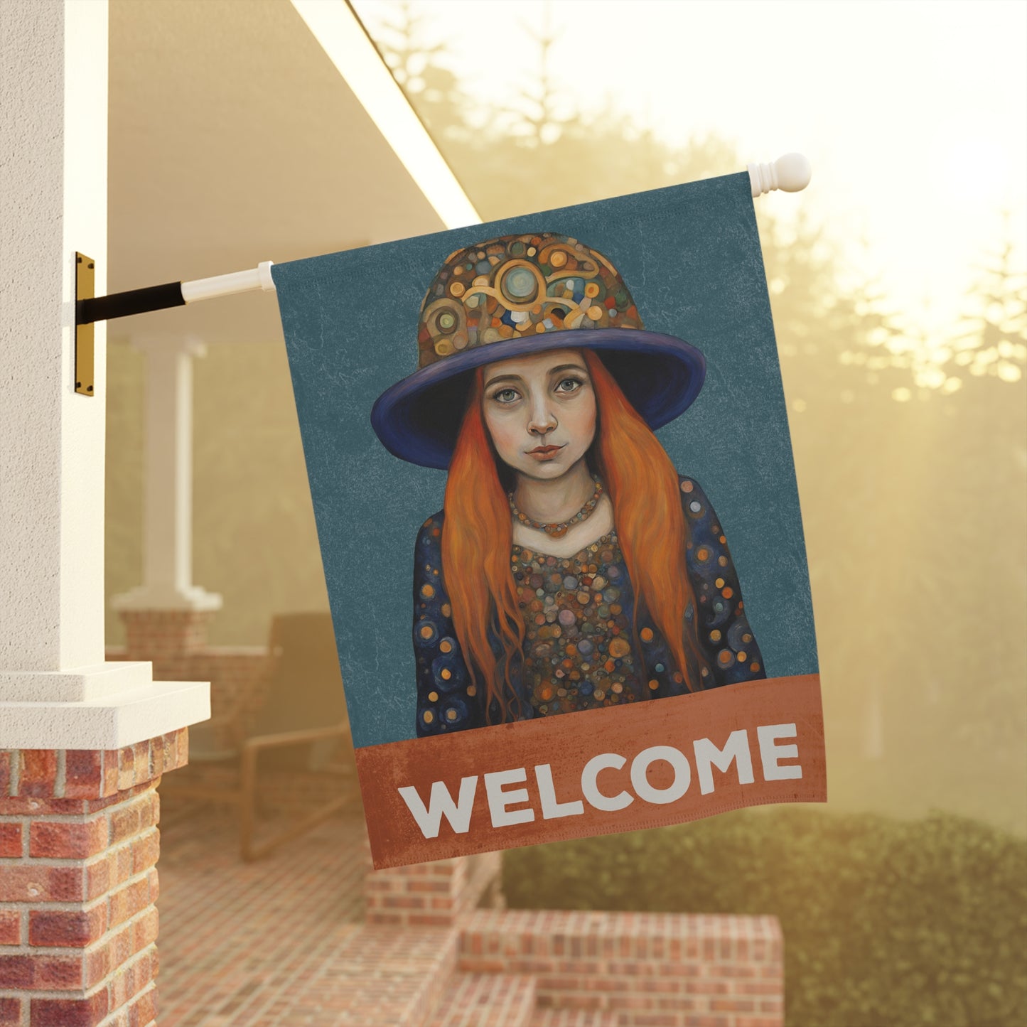 Gnome Girl Welcome 2-Sided Garden & House Flag/Banner