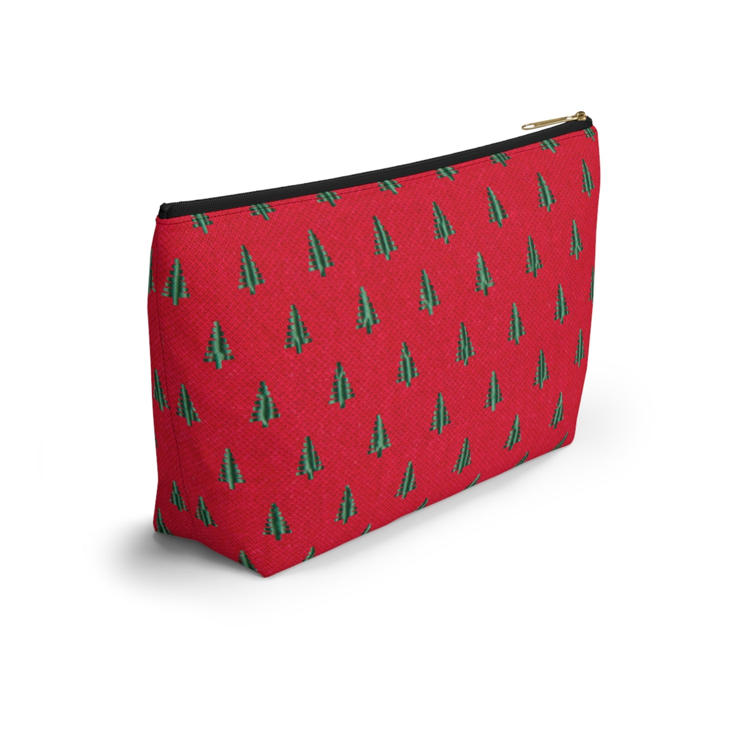 Tiny Tree Print on Red Accessory Pouch w T-bottom