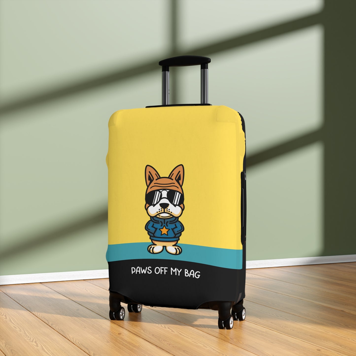 Dog in Glasses on Yellow Paws Off My Bag Luggage Cover