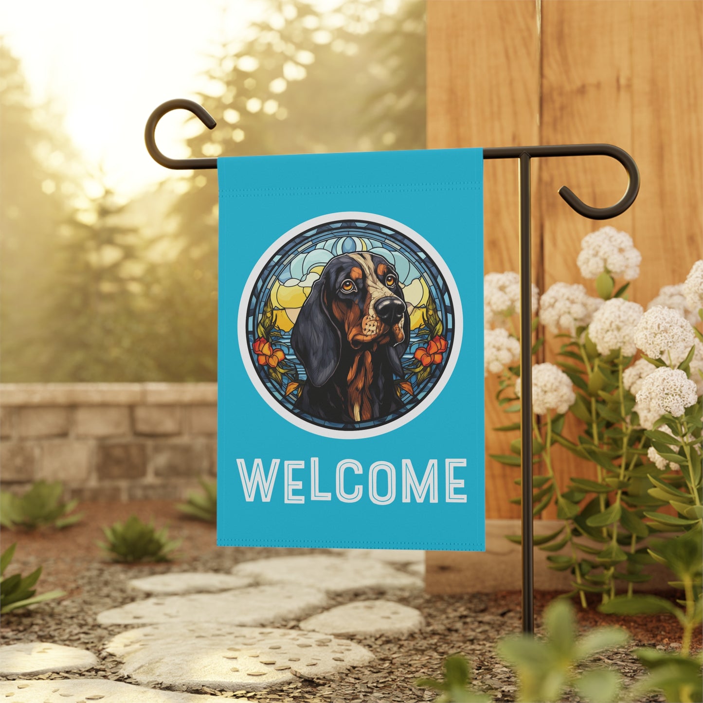 Bluetick Coonhound Welcome 2-Sided Garden & House Flag/Banner