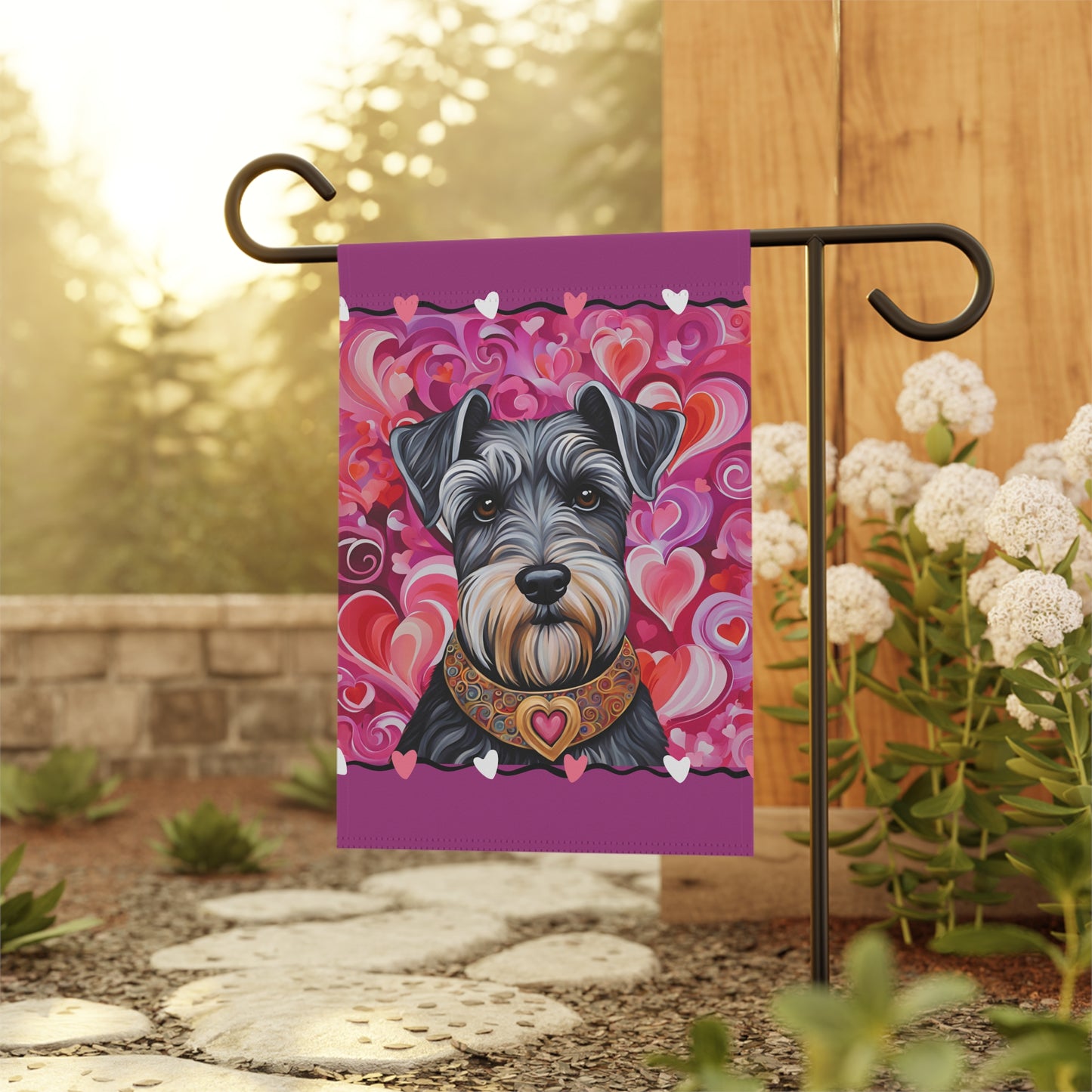 Miniature Schnauzer Valentine 2-Sided Garden & House Flag/Banner