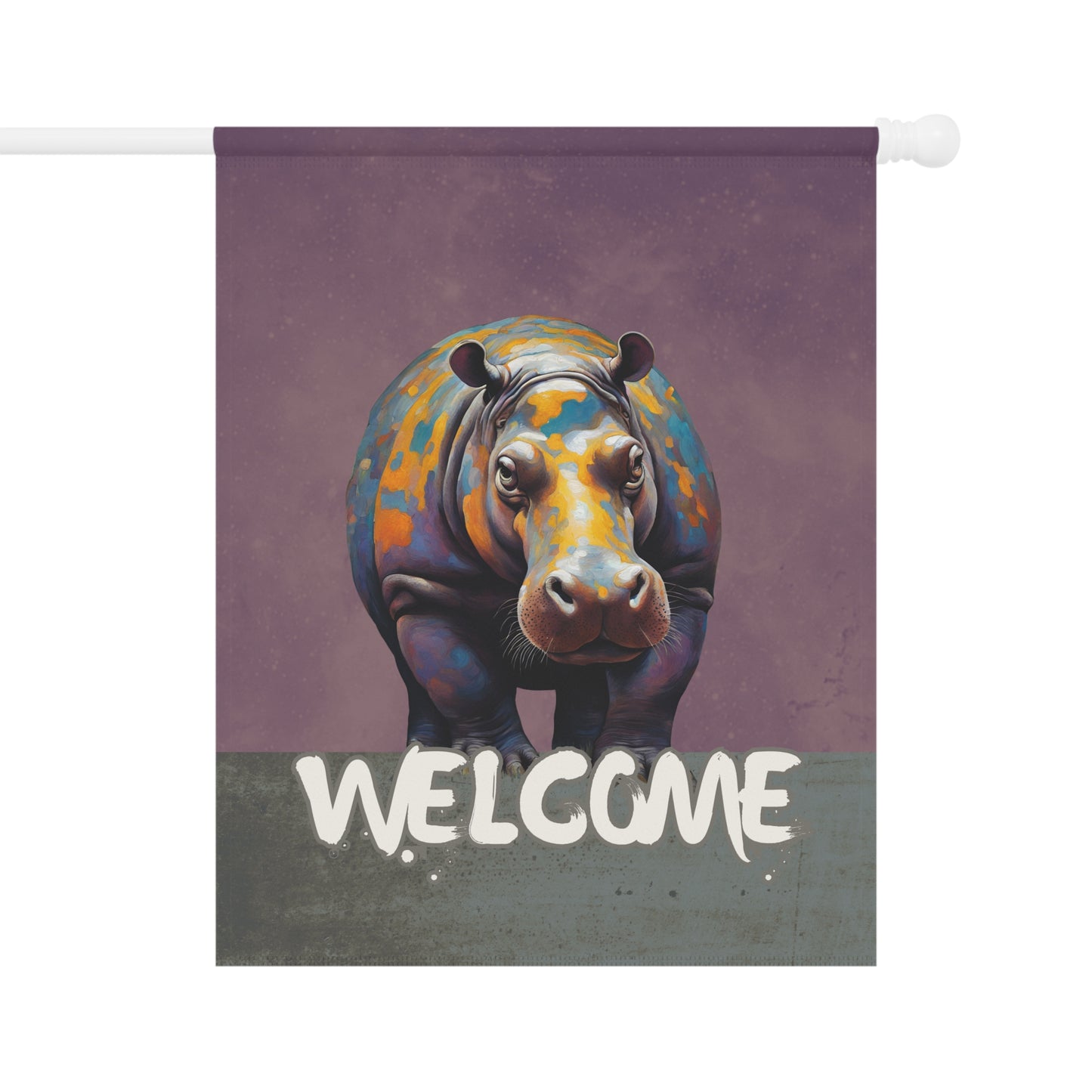 Hippo Welcome 2-Sided Garden & House Flag/Banner