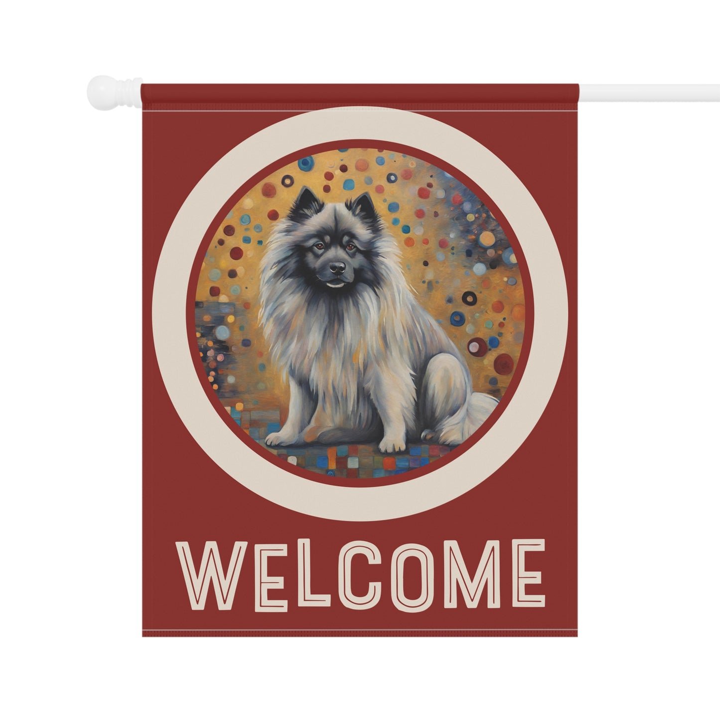 Keeshond Welcome 2-Sided Garden & House Flag/Banner