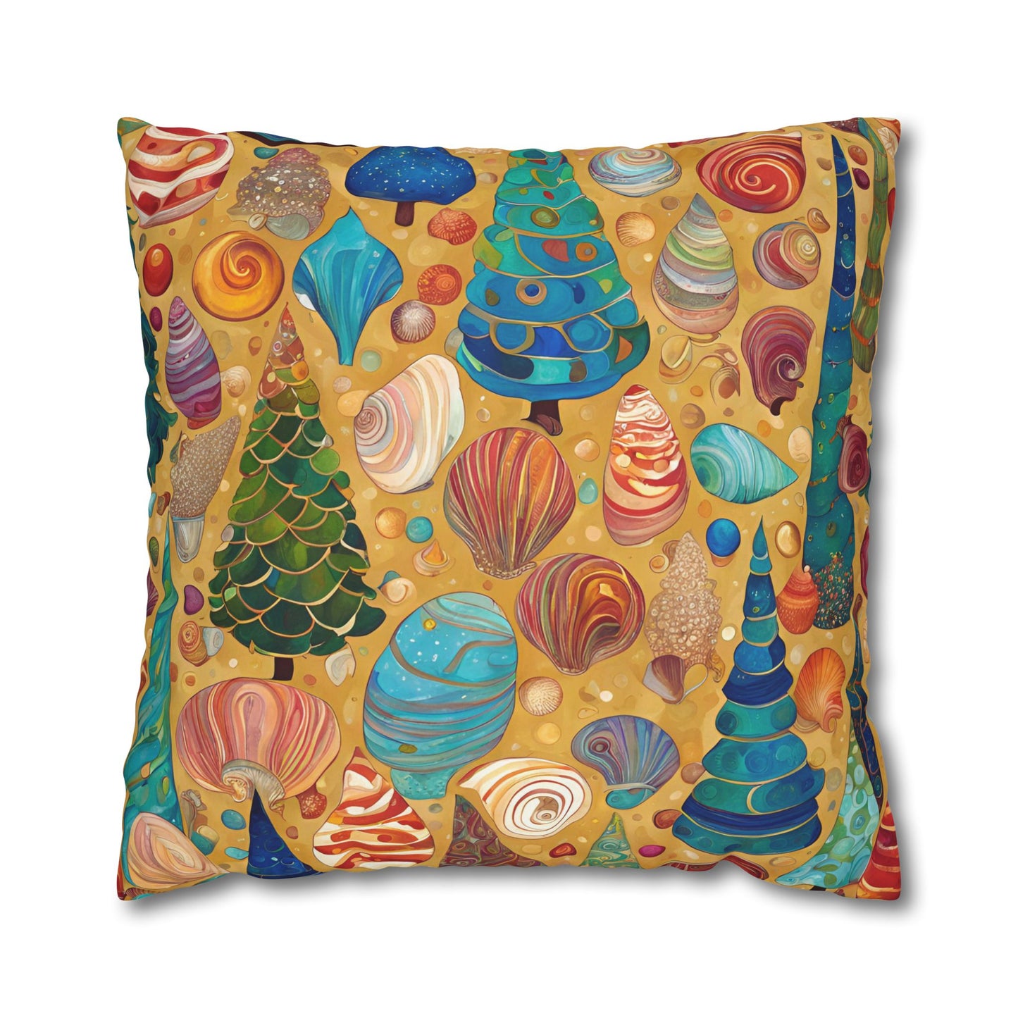 Christmas Seashells Square Poly Canvas Pillowcase