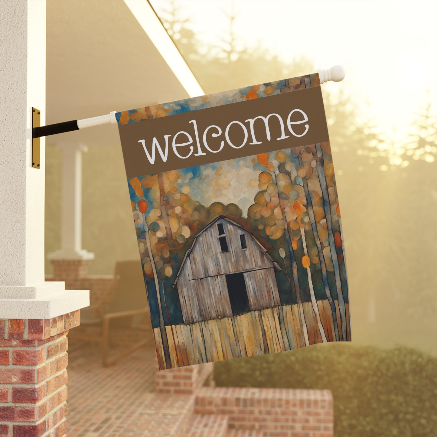 Old Barn Welcome 2-Sided Garden & House Flag/Banner