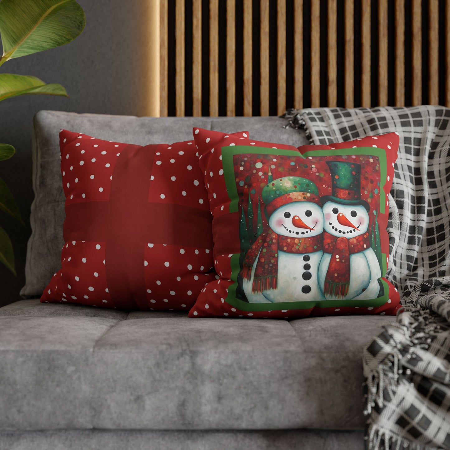 Frosty Friends Square Poly Canvas Pillowcase