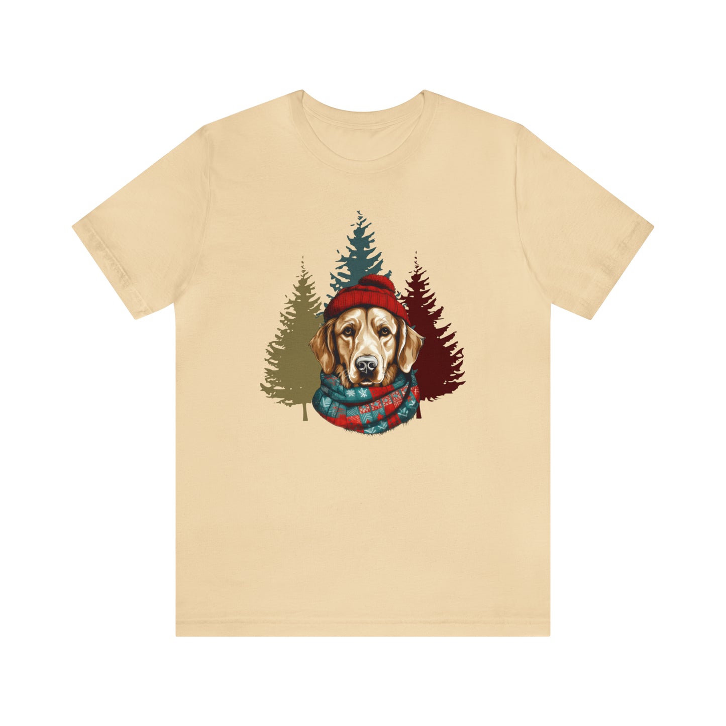 Golden Retriever in Hat & Scarf Unisex Jersey Short Sleeve Tee