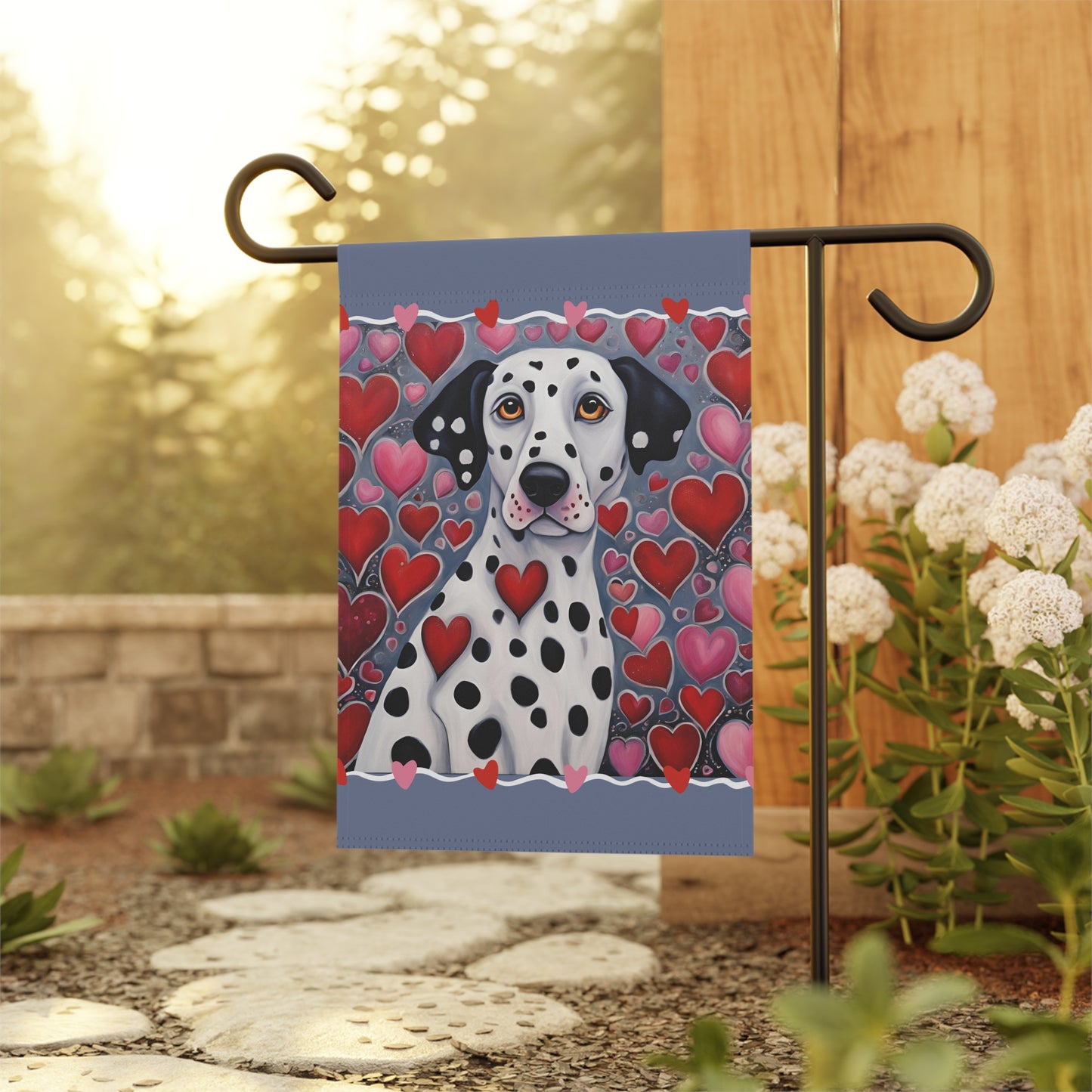 Dalmatian Valentine 2-Sided Garden & House Flag/Banner